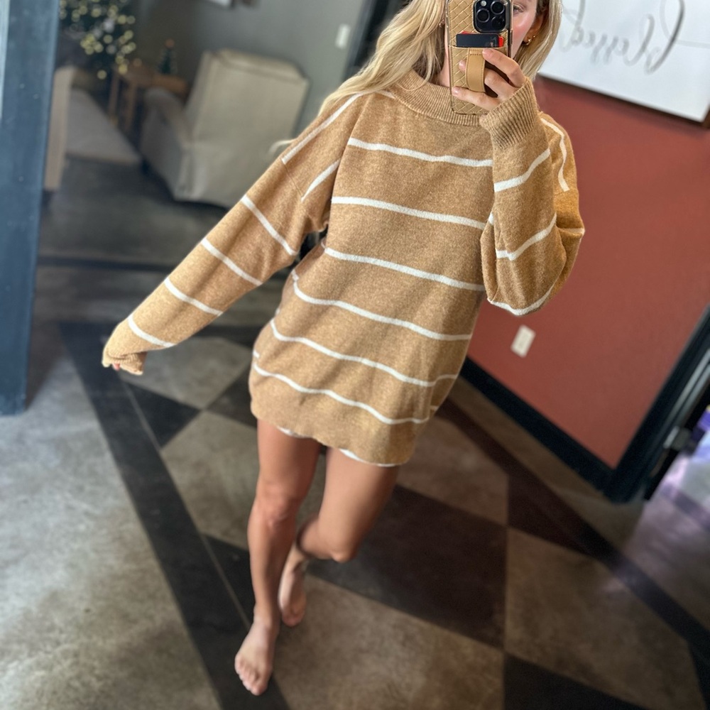 Target A New Day Tan and White Striped Sweater